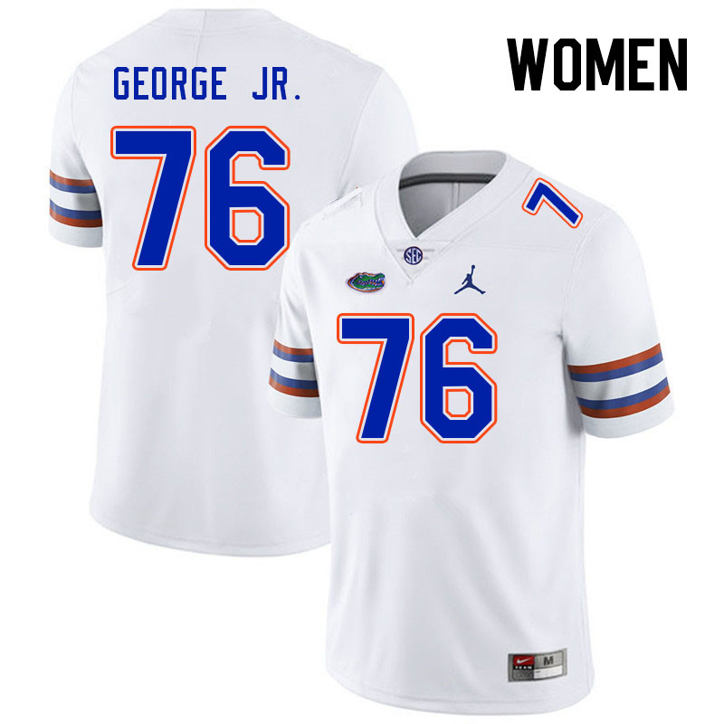 Women #76 Damieon George Jr. Florida Gators College Football Jerseys Stitched-White